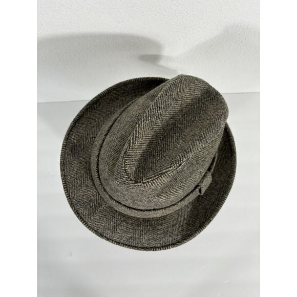 Vintage Pedigree Fifth Avenue New York Fedora Wool Hat M Large Gray Herringbone - Picture 3 of 15